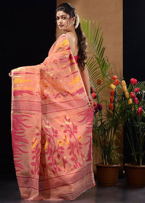 Peach Tant Saree Without Blouse Piece - Indian Silk House Agencies