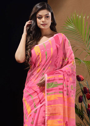 Pink Tant Saree Without Blouse Piece - Indian Silk House Agencies