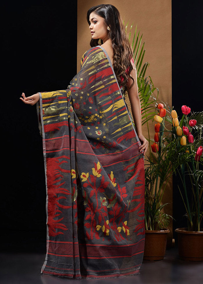 Black Tant Saree Without Blouse Piece - Indian Silk House Agencies