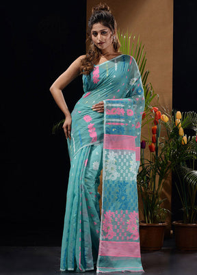 Sea Green Tant Saree Without Blouse Piece - Indian Silk House Agencies