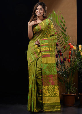 Green Tant Saree Without Blouse Piece - Indian Silk House Agencies