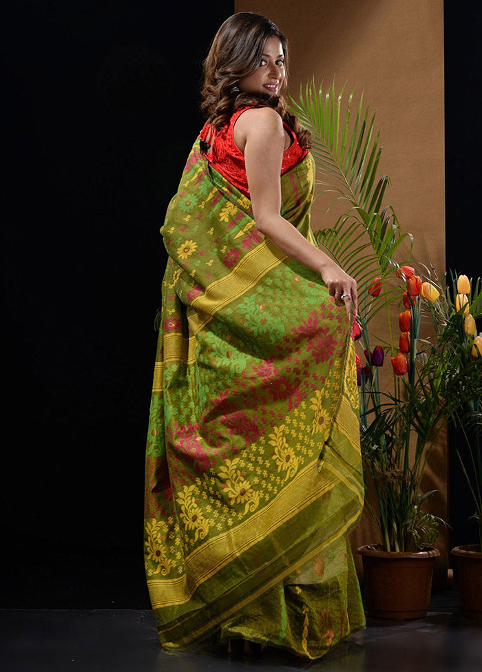 Green Tant Saree Without Blouse Piece - Indian Silk House Agencies