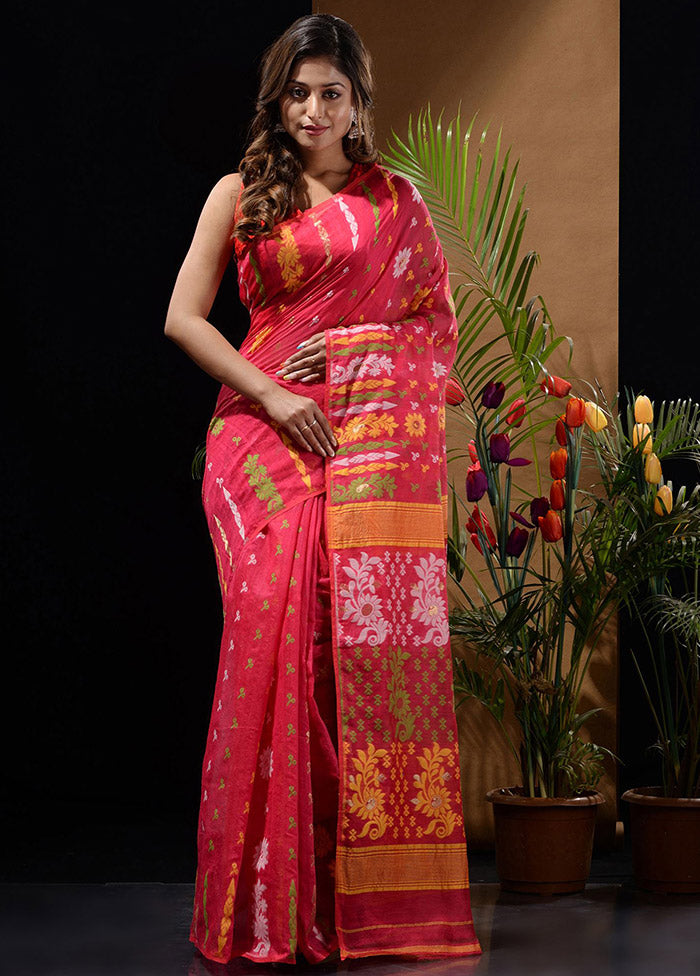 Pink Tant Saree Without Blouse Piece - Indian Silk House Agencies