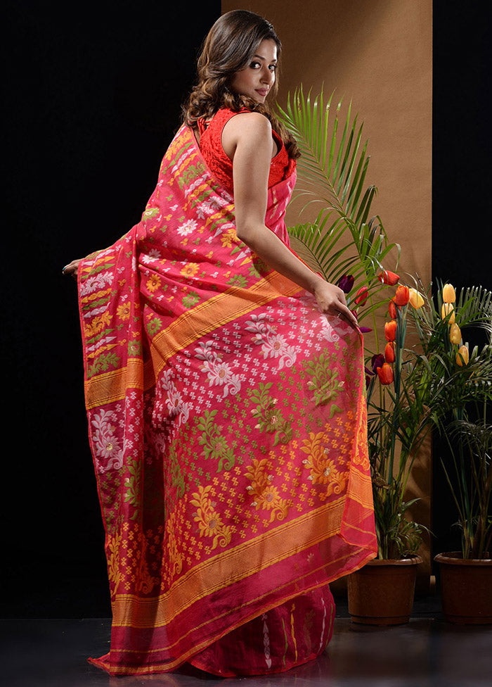 Pink Tant Saree Without Blouse Piece - Indian Silk House Agencies