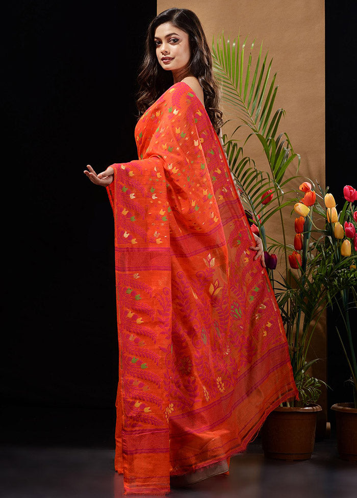 Orange Tant Saree Without Blouse Piece - Indian Silk House Agencies