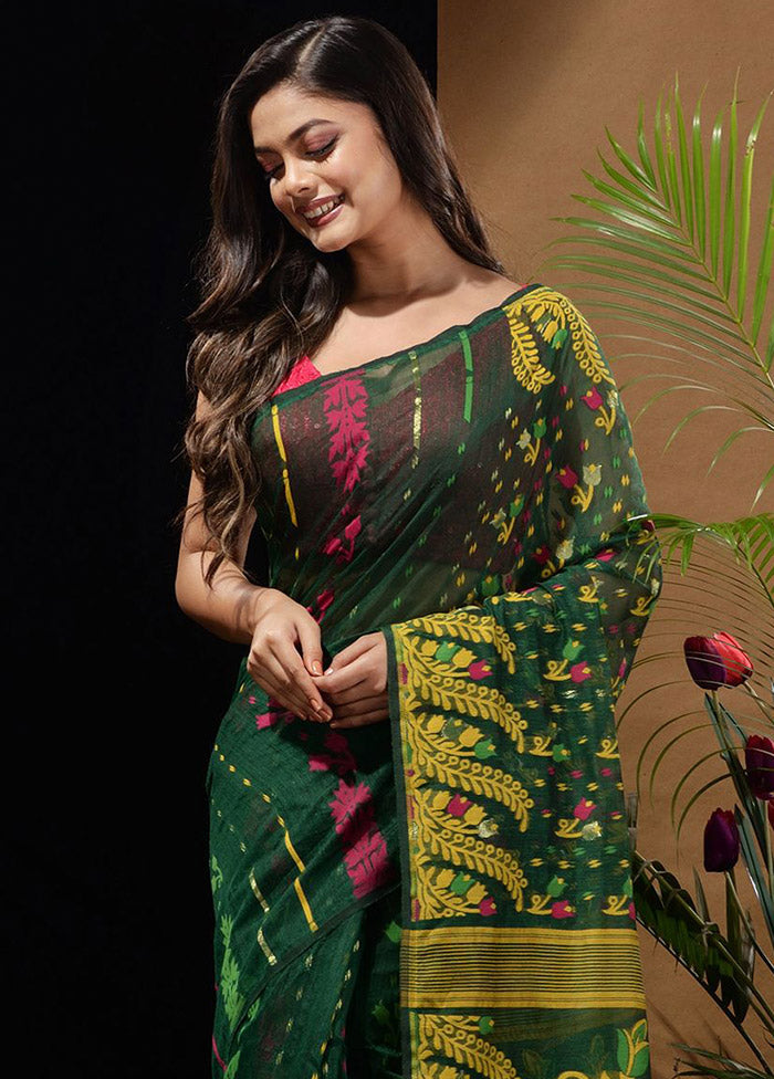 Green Tant Saree Without Blouse Piece - Indian Silk House Agencies