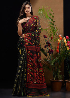 Black Tant Saree Without Blouse Piece - Indian Silk House Agencies