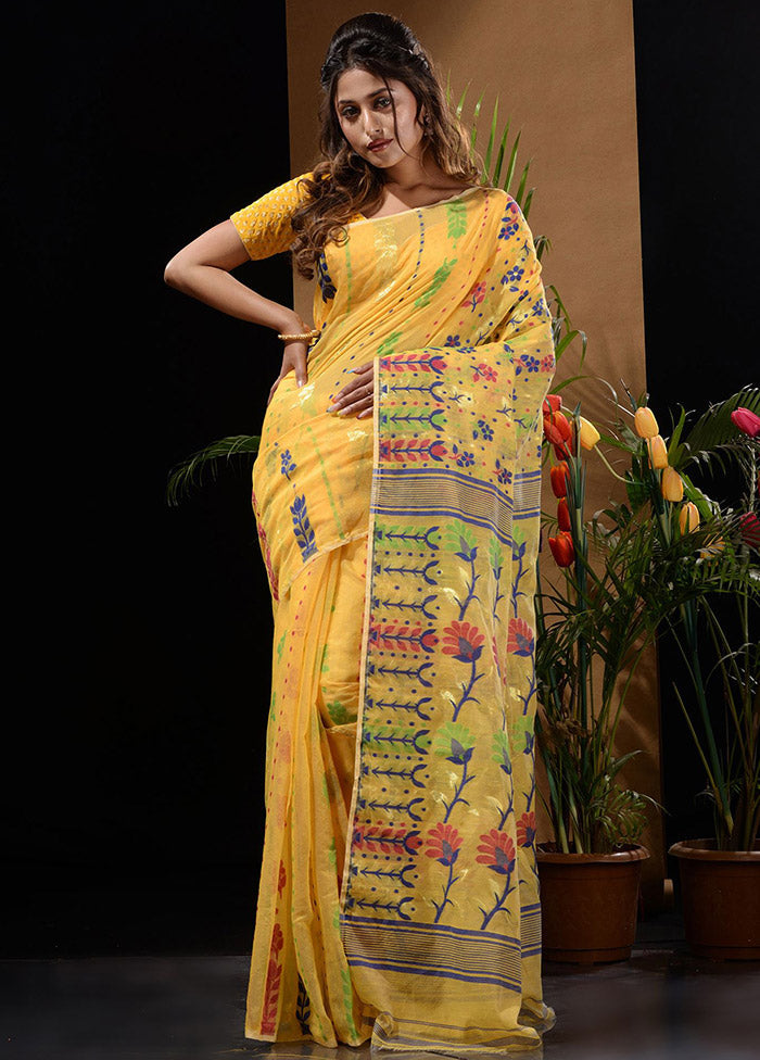 Yellow Tant Saree Without Blouse Piece - Indian Silk House Agencies