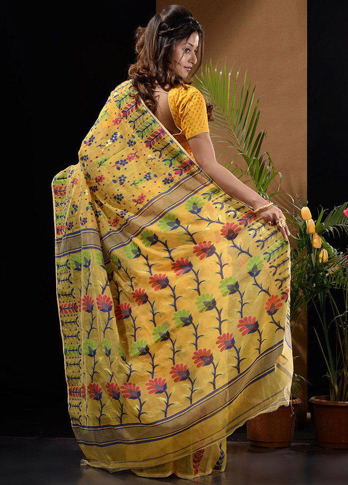 Yellow Tant Saree Without Blouse Piece - Indian Silk House Agencies