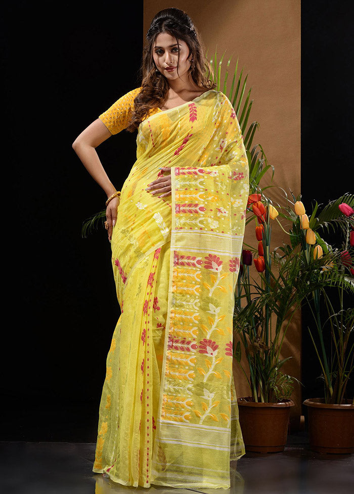 Yellow Tant Saree Without Blouse Piece - Indian Silk House Agencies