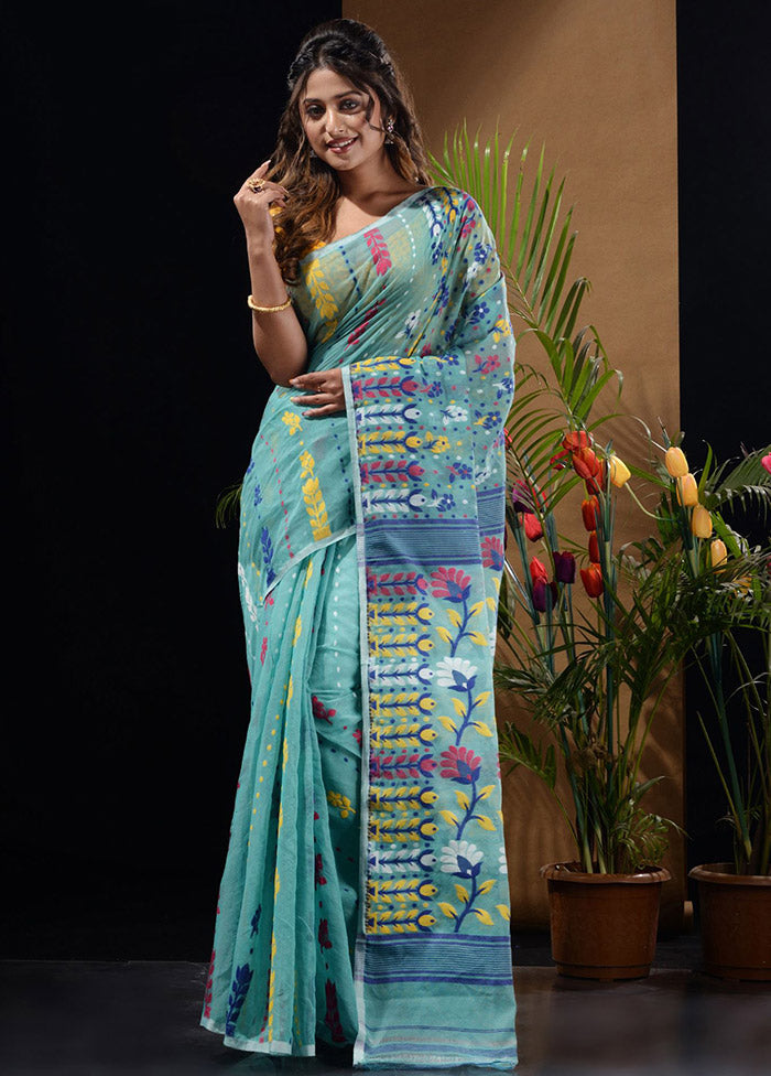 Sea Green Tant Saree Without Blouse Piece - Indian Silk House Agencies