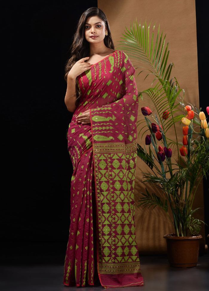 Magenta Tant Saree Without Blouse Piece - Indian Silk House Agencies