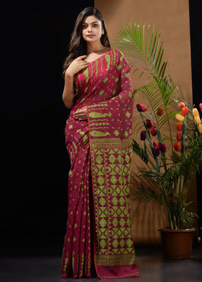 Magenta Tant Saree Without Blouse Piece - Indian Silk House Agencies