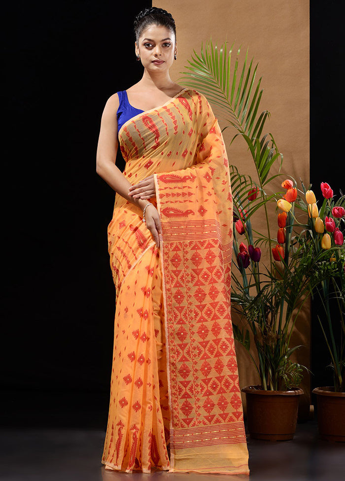 Yellow Tant Saree Without Blouse Piece - Indian Silk House Agencies