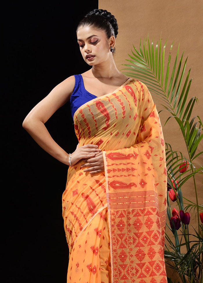 Yellow Tant Saree Without Blouse Piece - Indian Silk House Agencies