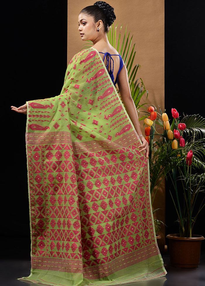 Green Tant Saree Without Blouse Piece - Indian Silk House Agencies