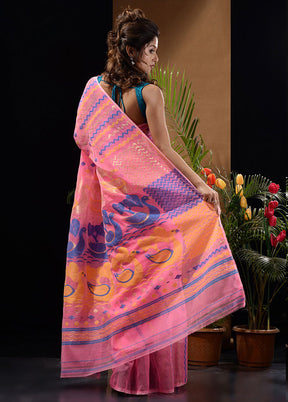 Pink Tant Saree Without Blouse Piece - Indian Silk House Agencies