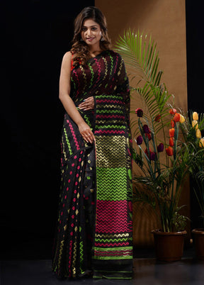 Black Tant Saree Without Blouse Piece - Indian Silk House Agencies