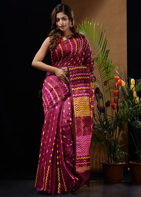 Magenta Tant Saree Without Blouse Piece - Indian Silk House Agencies