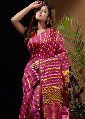 Magenta Tant Saree Without Blouse Piece - Indian Silk House Agencies