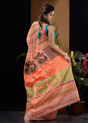 Peach Tant Saree Without Blouse Piece - Indian Silk House Agencies