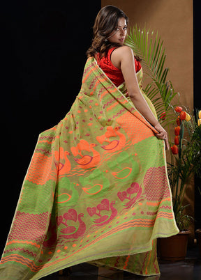 Green Tant Saree Without Blouse Piece - Indian Silk House Agencies