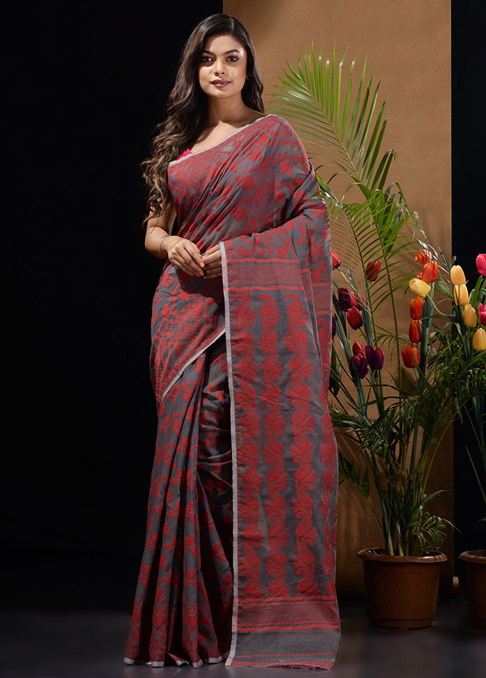 Grey Tant Saree Without Blouse Piece - Indian Silk House Agencies