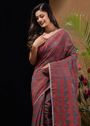 Grey Tant Saree Without Blouse Piece - Indian Silk House Agencies