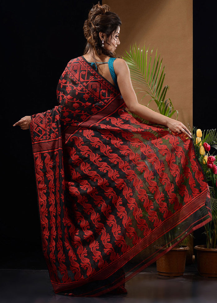 Black Tant Saree Without Blouse Piece - Indian Silk House Agencies