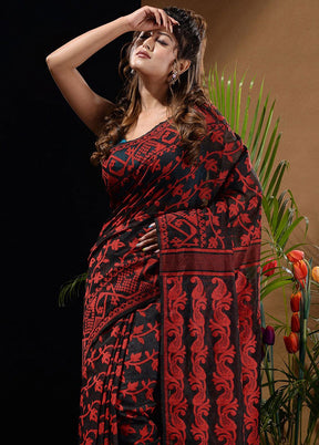 Black Tant Saree Without Blouse Piece - Indian Silk House Agencies