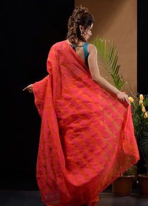 Orange Tant Saree Without Blouse Piece - Indian Silk House Agencies