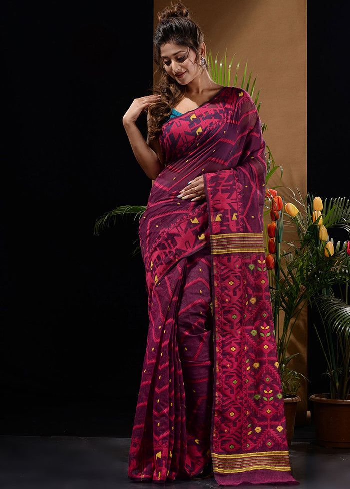 Magenta Tant Saree Without Blouse Piece - Indian Silk House Agencies