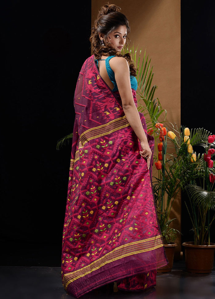 Magenta Tant Saree Without Blouse Piece - Indian Silk House Agencies