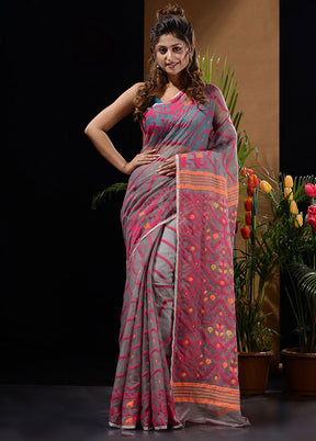 Grey Tant Saree Without Blouse Piece - Indian Silk House Agencies