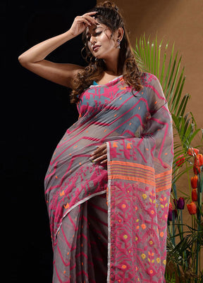 Grey Tant Saree Without Blouse Piece - Indian Silk House Agencies