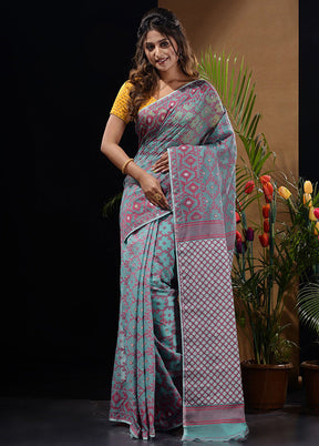 Sea Green Tant Saree Without Blouse Piece - Indian Silk House Agencies