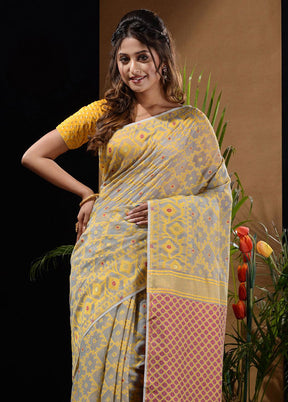 Grey Tant Saree Without Blouse Piece - Indian Silk House Agencies