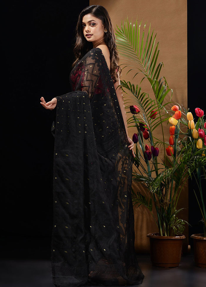 Black Tant Saree Without Blouse Piece - Indian Silk House Agencies