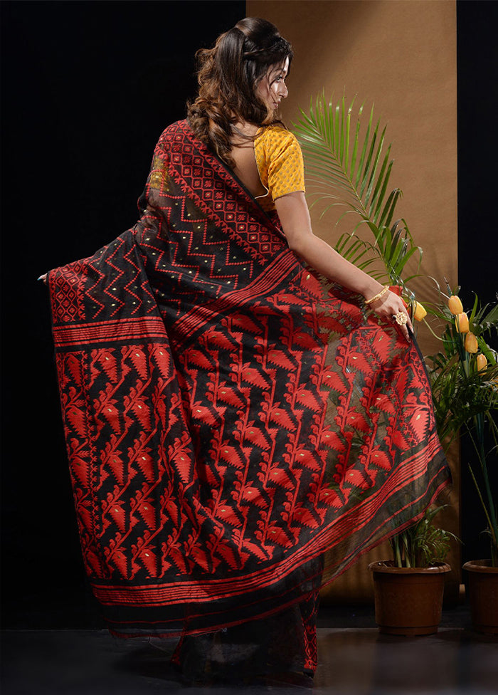 Black Tant Saree Without Blouse Piece - Indian Silk House Agencies