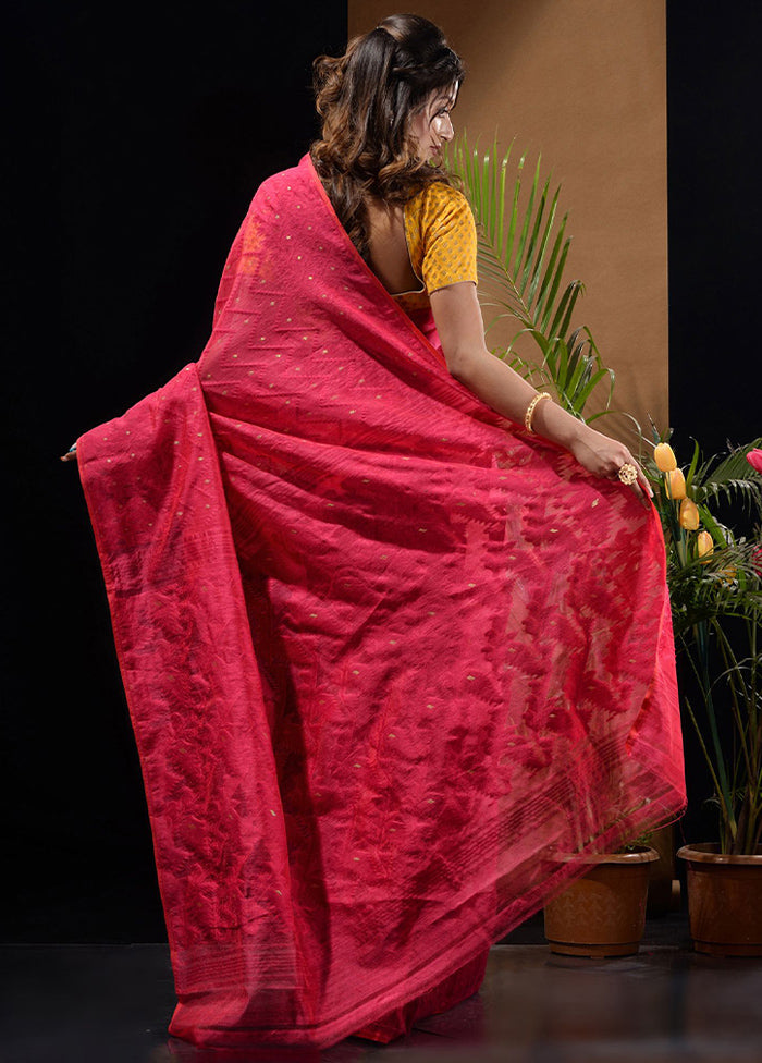 Magenta Tant Saree Without Blouse Piece - Indian Silk House Agencies