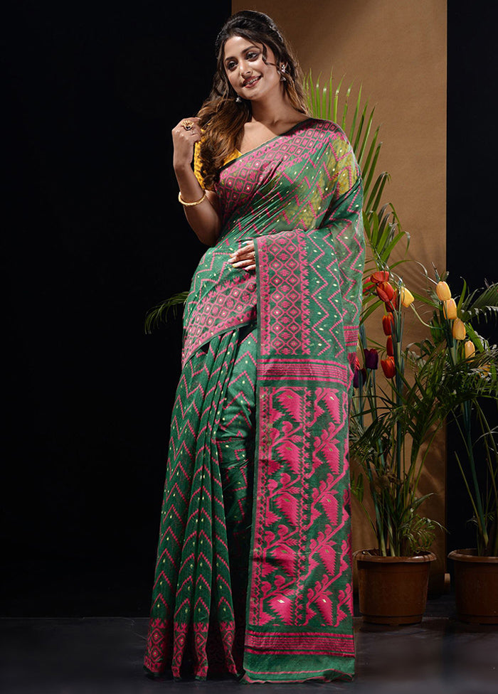 Green Tant Saree Without Blouse Piece - Indian Silk House Agencies