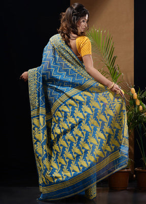 Blue Tant Saree Without Blouse Piece - Indian Silk House Agencies