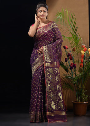 Purple Tant Saree Without Blouse Piece - Indian Silk House Agencies