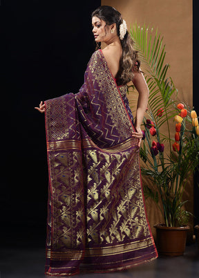 Purple Tant Saree Without Blouse Piece - Indian Silk House Agencies