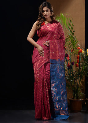 Magenta Tant Saree Without Blouse Piece - Indian Silk House Agencies