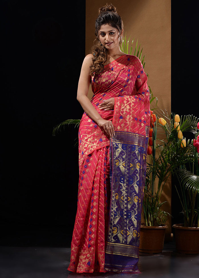 Pink Tant Saree Without Blouse Piece - Indian Silk House Agencies