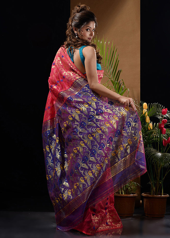 Pink Tant Saree Without Blouse Piece - Indian Silk House Agencies