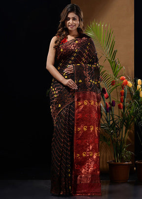 Black Tant Saree Without Blouse Piece - Indian Silk House Agencies