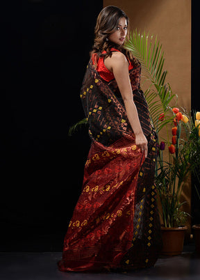 Black Tant Saree Without Blouse Piece - Indian Silk House Agencies