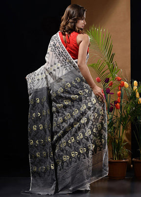 White Tant Saree Without Blouse Piece - Indian Silk House Agencies